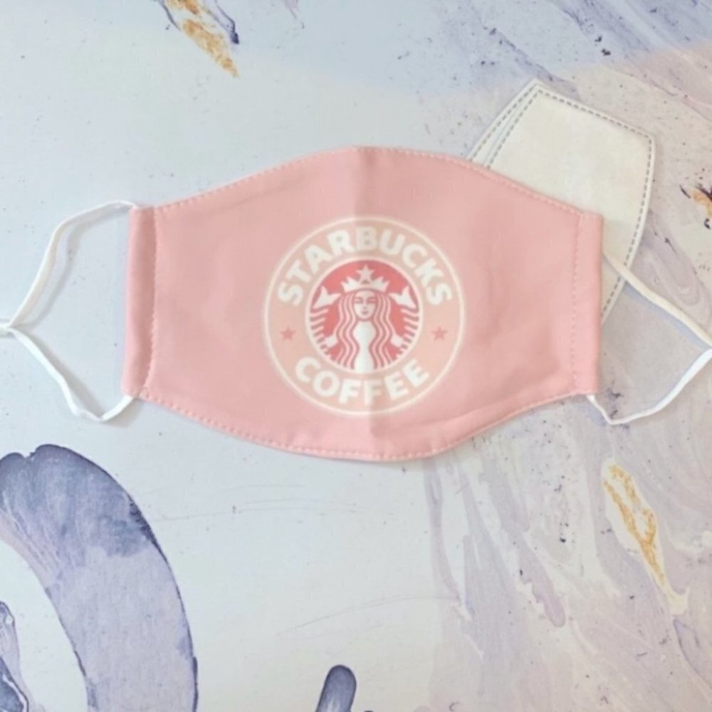 𝅺STARBUCKS Light pink Barbiecore adjustable face masks with replacement filter